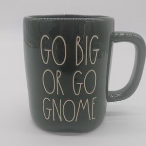 Rae Dunn Green Ceramic Mug "Go Big Or Go Gnome"